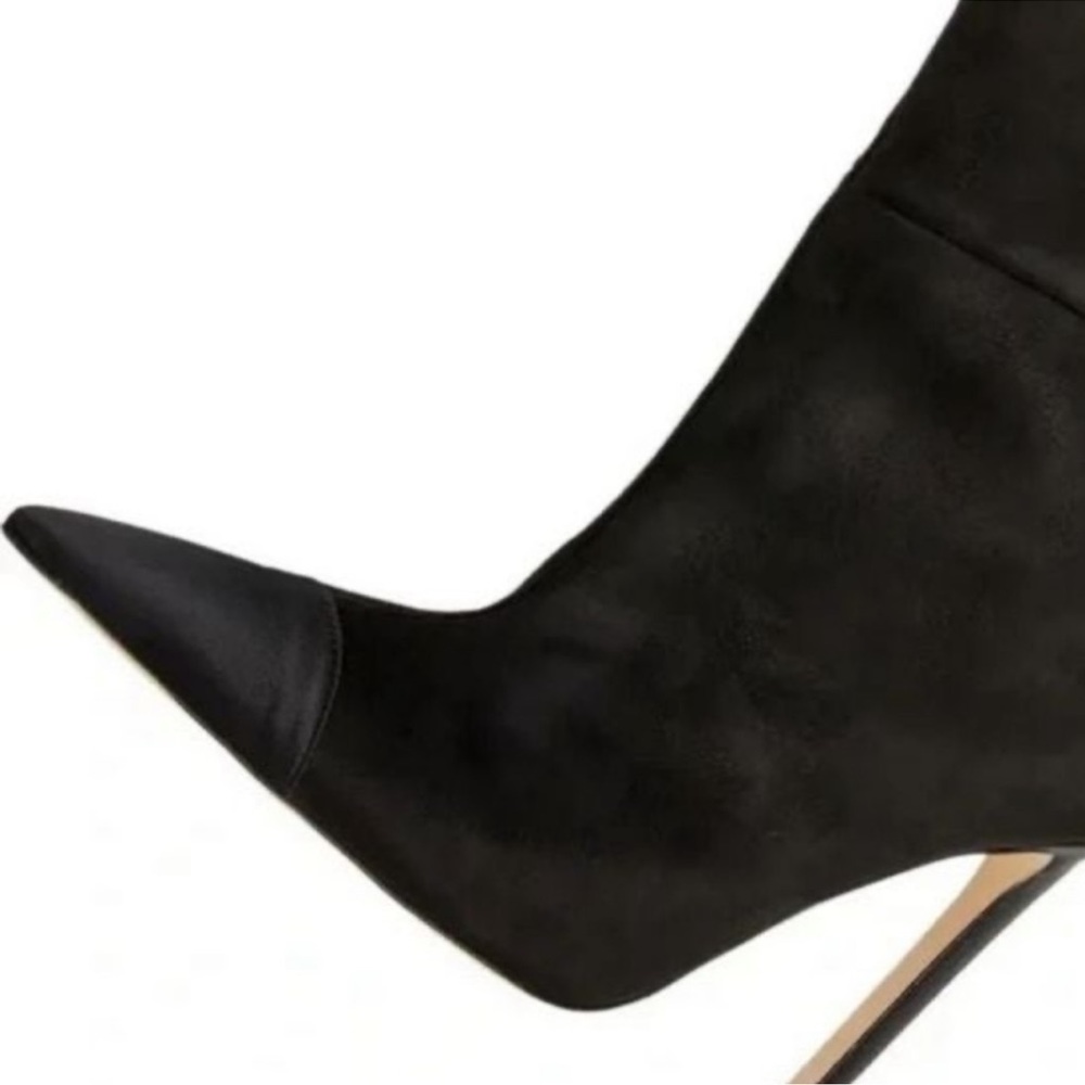 black suede Good American over the knee slouch boot | knee high boots - Picture 9 of 10